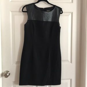 Little black dress with vegan leather detail